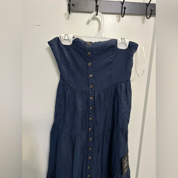 NWT Lulus Sweatness and Sunshine Navy Strapless Midi Dress - Picture 3 of 10